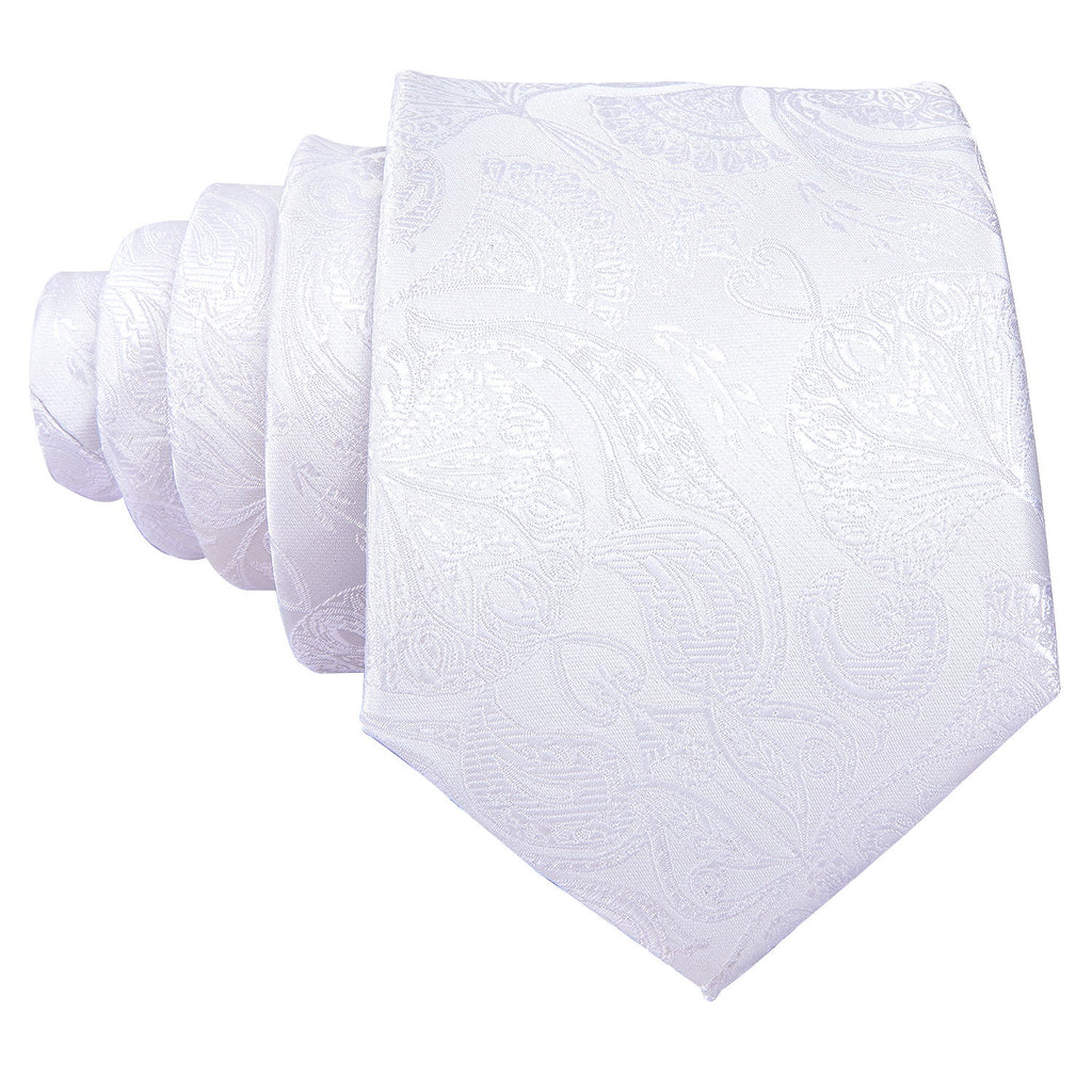 Ivory White Paisley Silk Tie Set - GentCrest - View 3