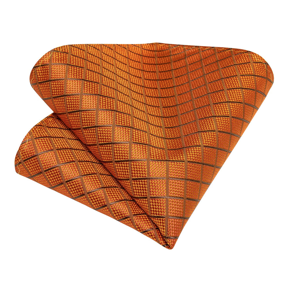 GentCrest Orange Plaid Tie Hanky Cufflinks Set - Image 3
