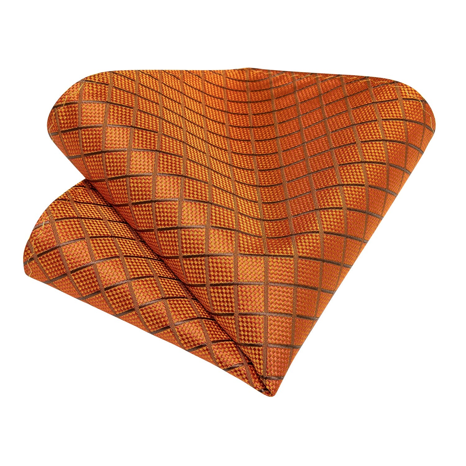GentCrest Orange Plaid Tie Hanky Cufflinks Set - Image 3