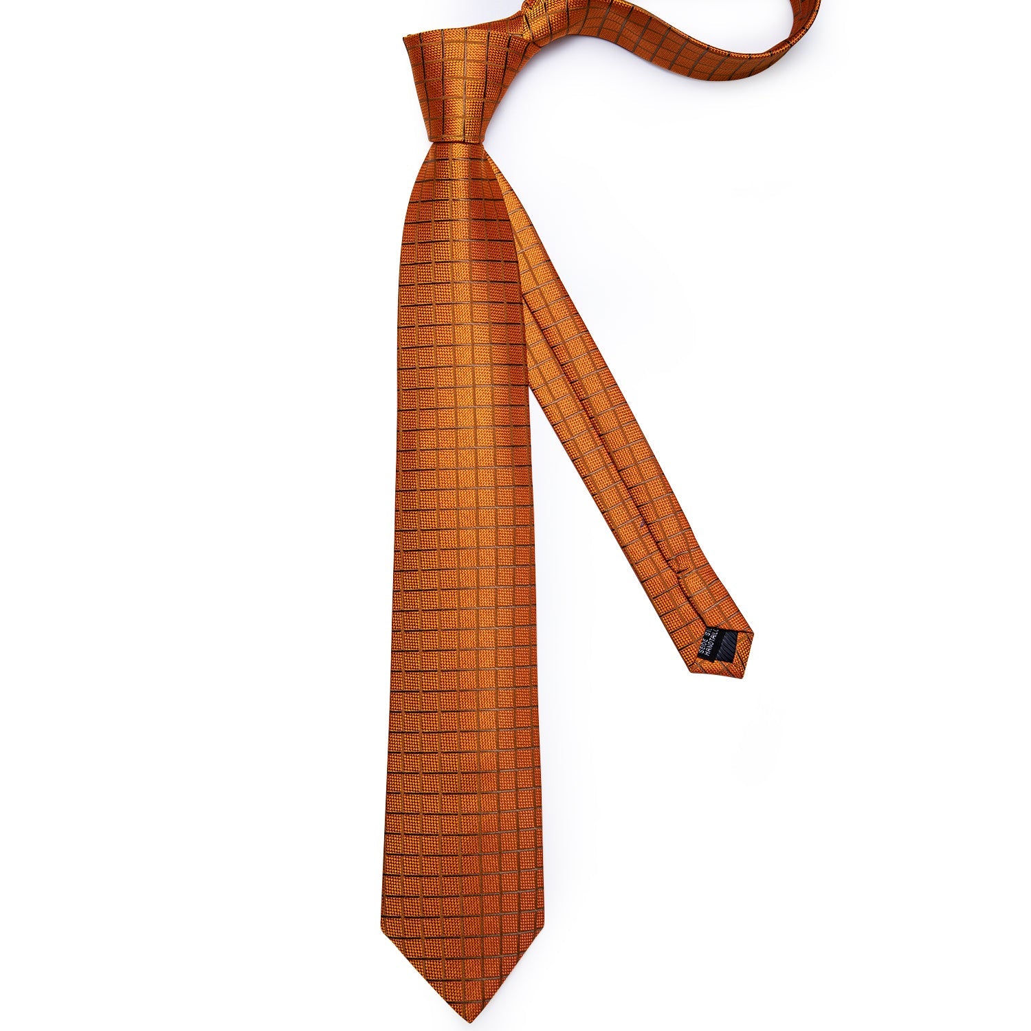 GentCrest Orange Plaid Tie Hanky Cufflinks Set - Image 6