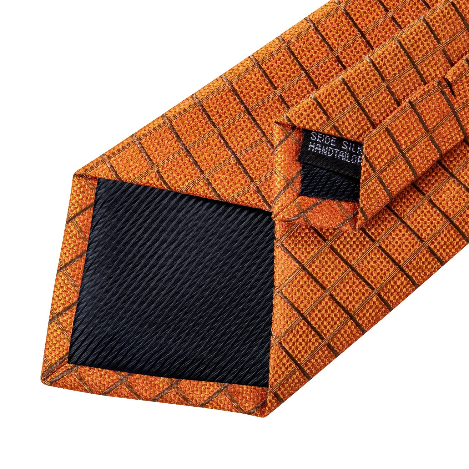 GentCrest Orange Plaid Tie Hanky Cufflinks Set - Image 5