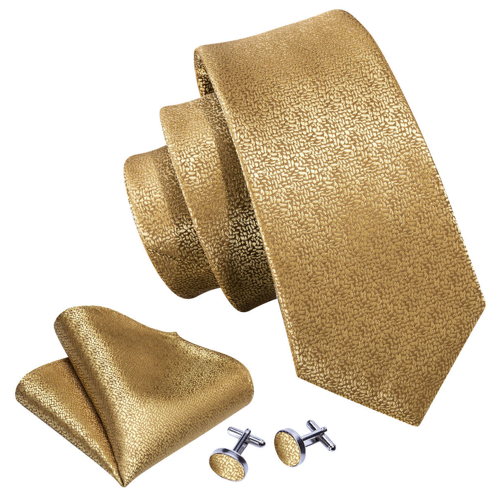 Elegant Gold Champagne Silk Tie Set - GentCrest - View 3