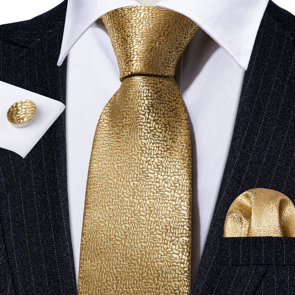 Elegant Gold Champagne Silk Tie Set - GentCrest - View 2