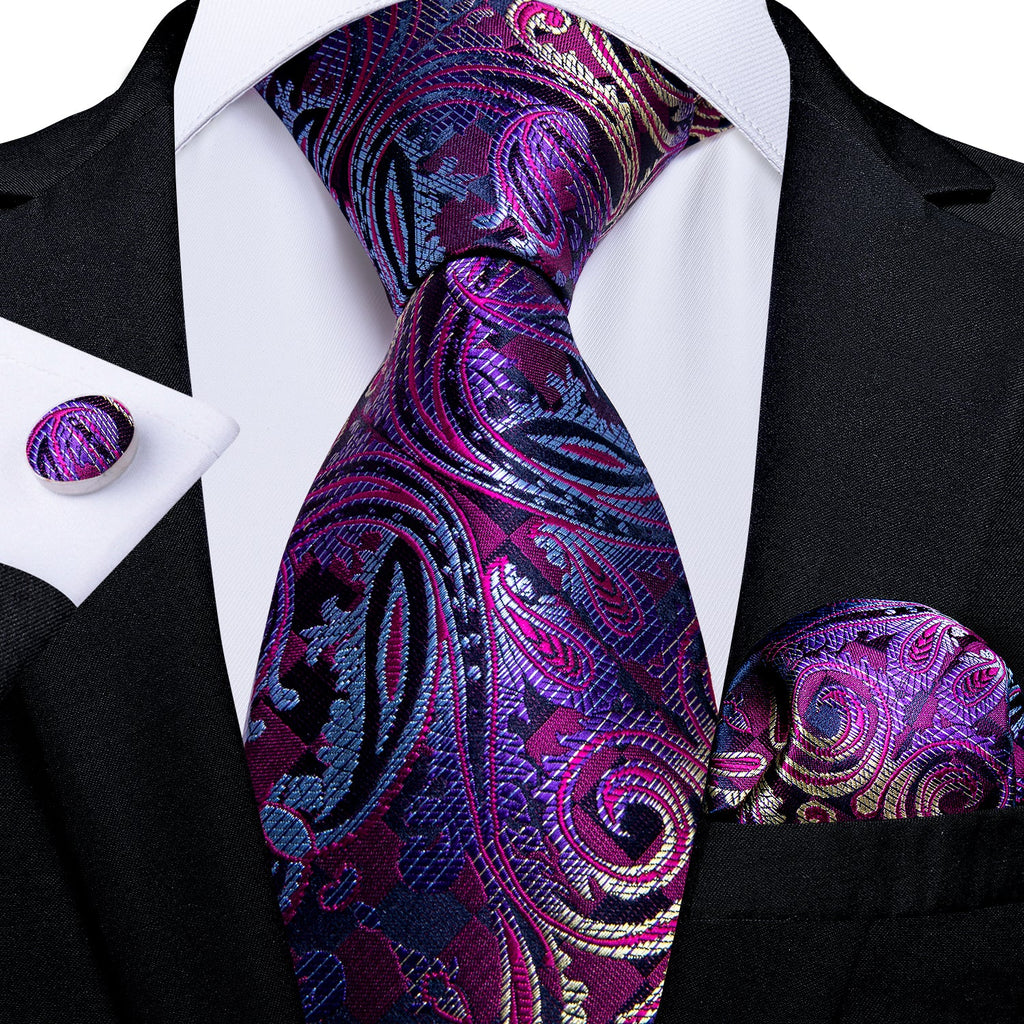 GentCrest Blue Paisley Tie Hanky Cufflinks Set - Image 1