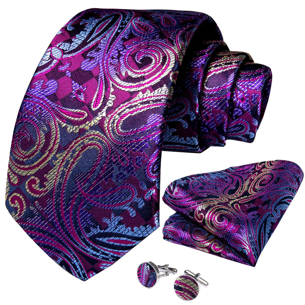 GentCrest Blue Paisley Tie Hanky Cufflinks Set - Image 3