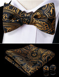 GentCrest Black Paisley Bowtie Set - Image 1
