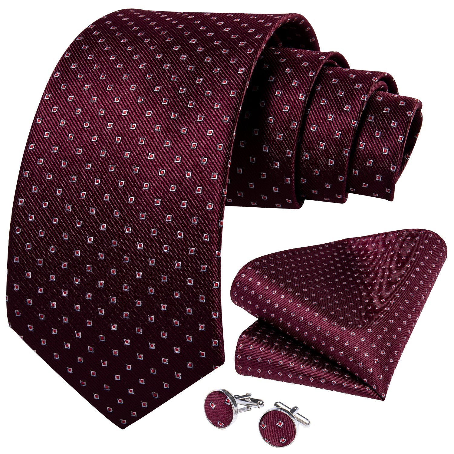 GentCrest Red Polka Dot Tie Hanky Cufflinks Set - Image 2