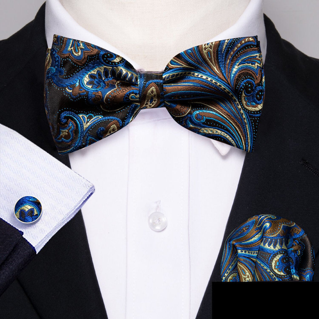 GentCrest Blue Paisley Bowtie Set - Image 6