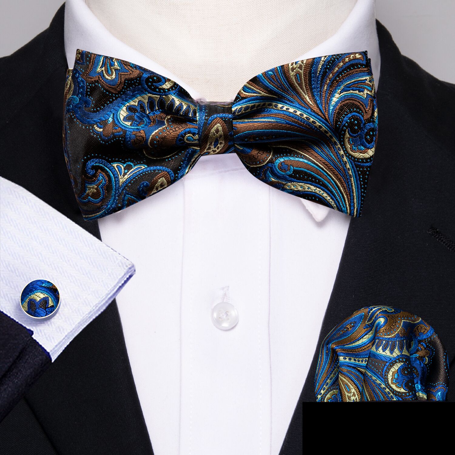 GentCrest Blue Paisley Bowtie Set - Image 6