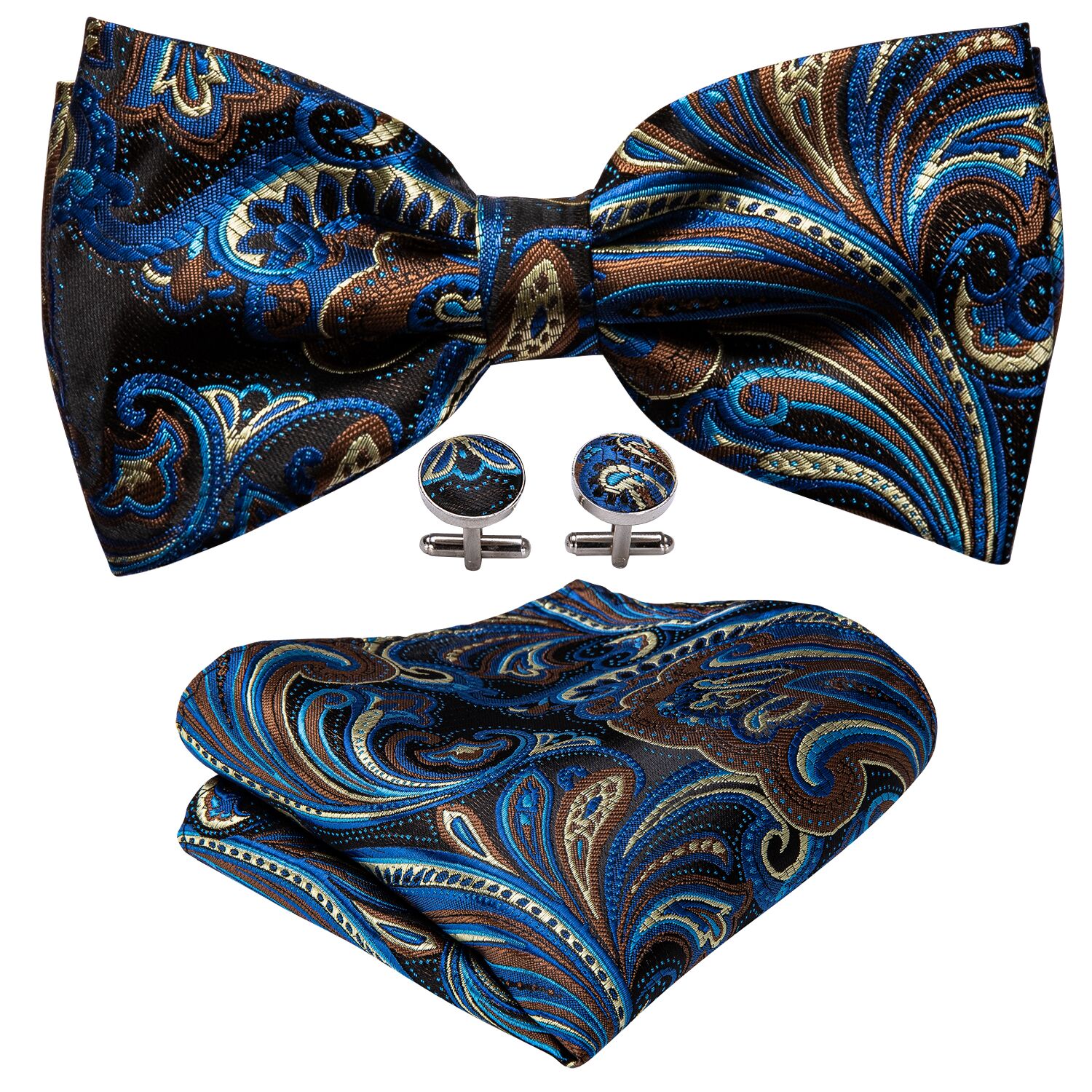 GentCrest Blue Paisley Bowtie Set - Image 4