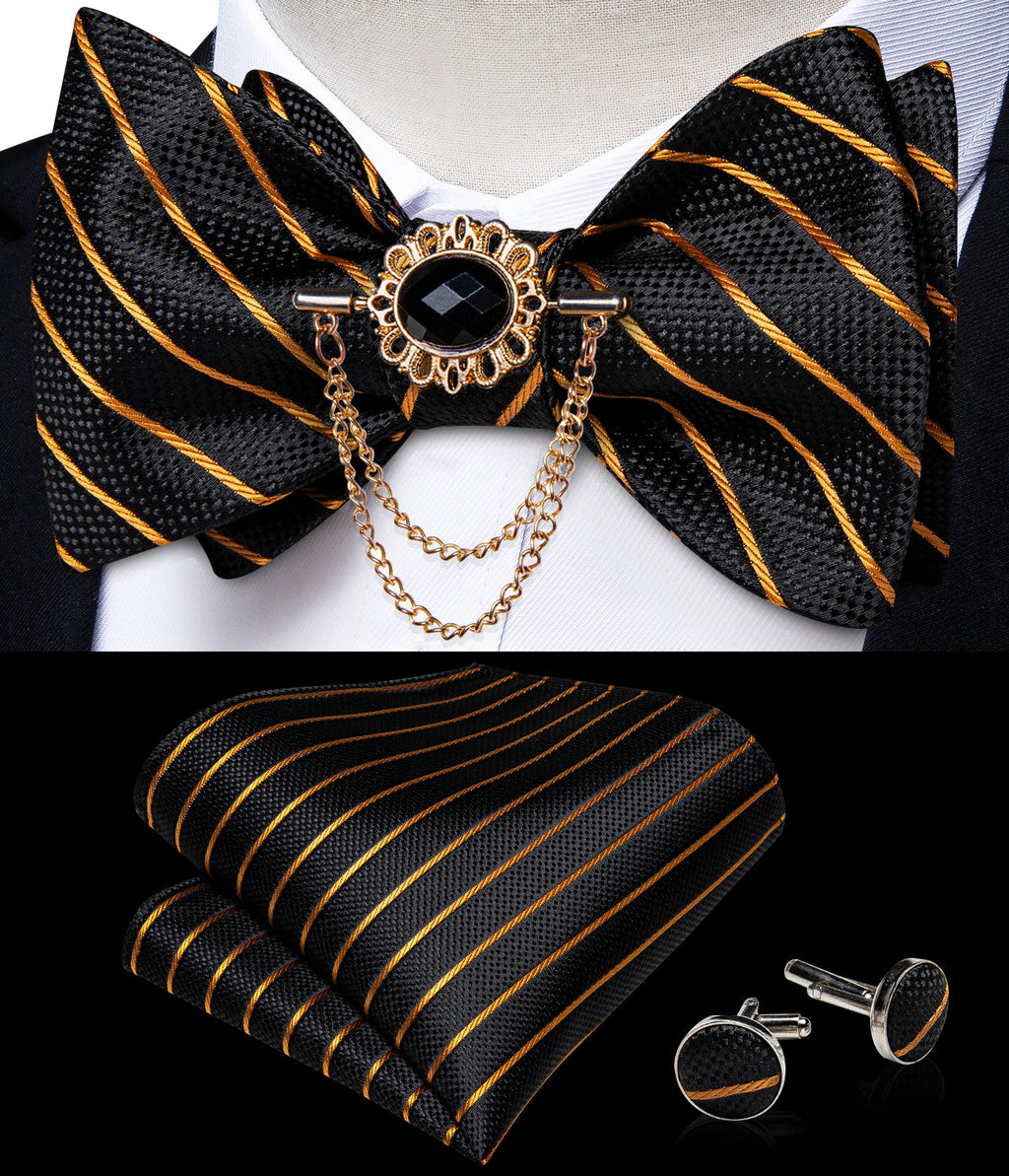 GentCrest Black Striped Bowtie Set - Image 2