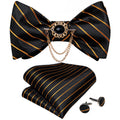 GentCrest Black Striped Bowtie Set - Image 1