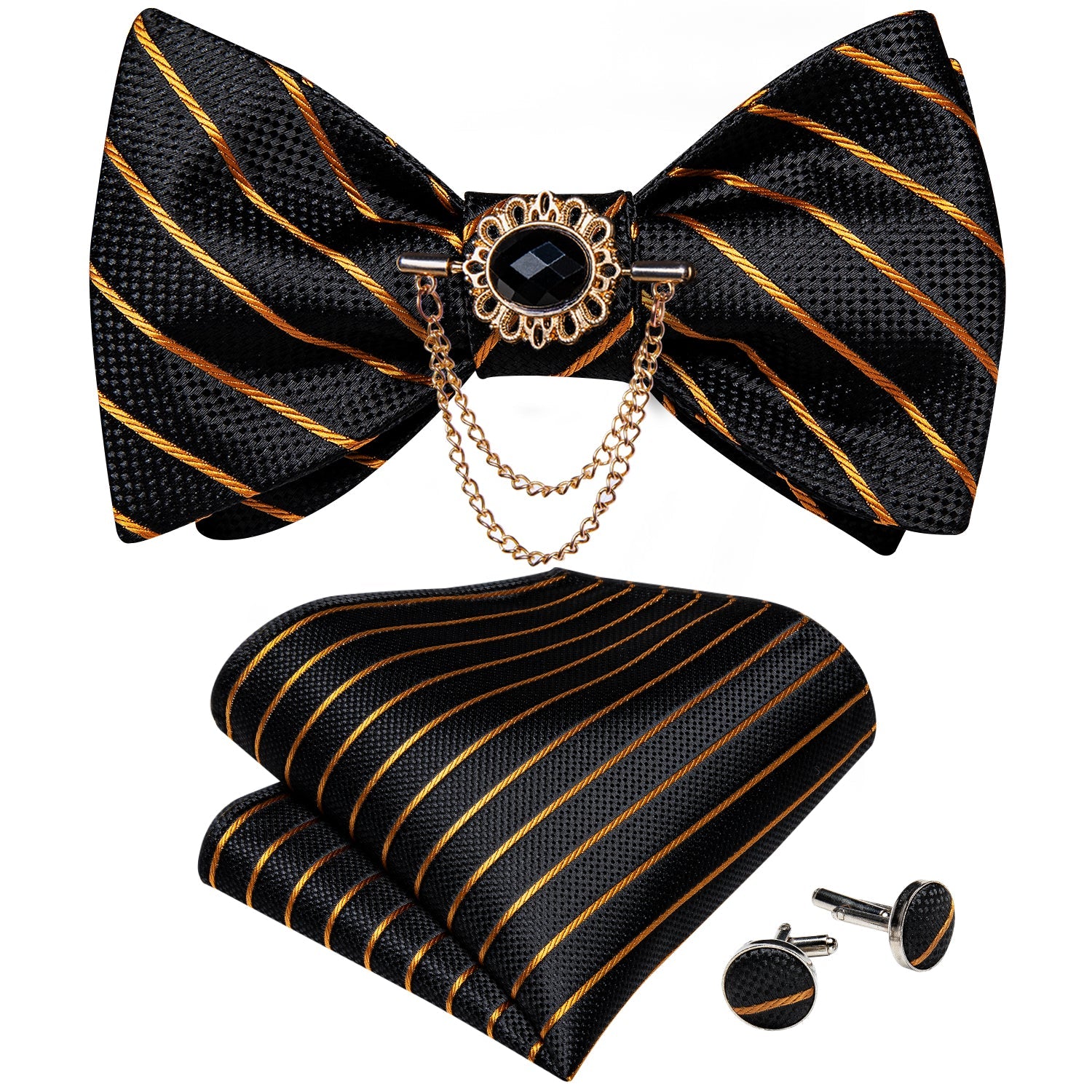 GentCrest Black Striped Bowtie Set - Image 1