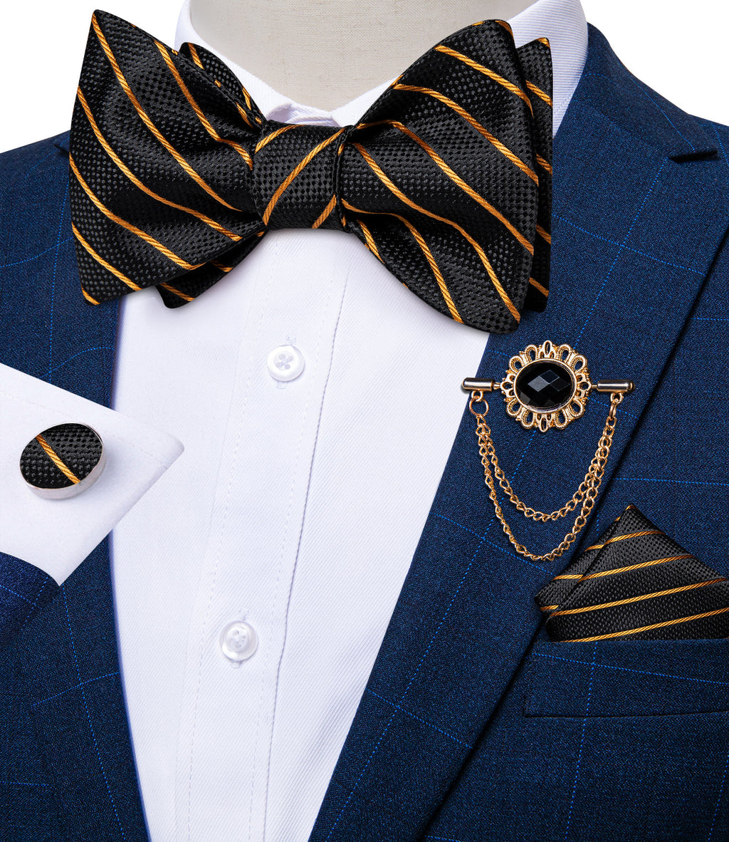GentCrest Black Striped Bowtie Set - Image 3