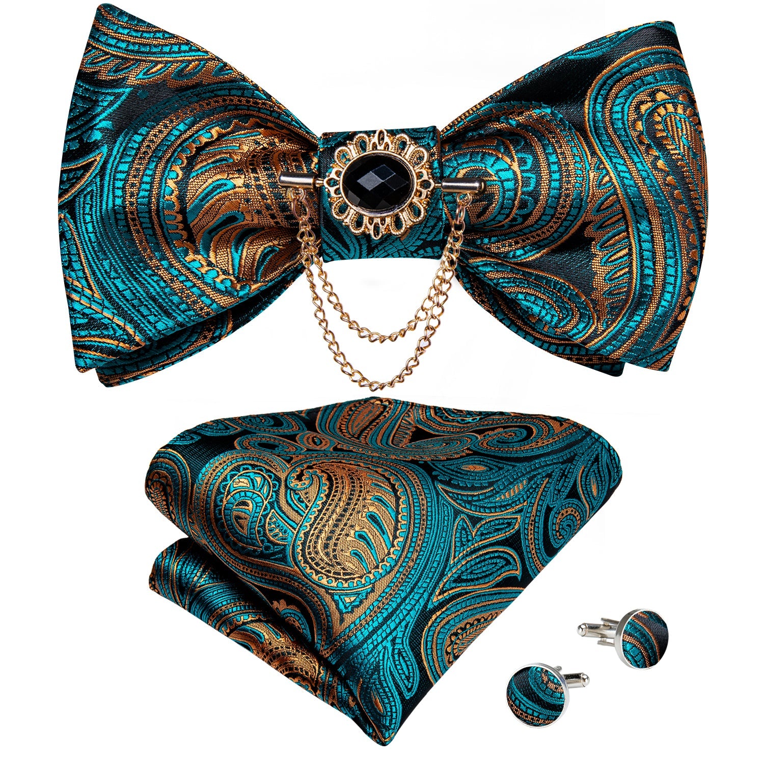 GentCrest Blue Paisley Bowtie Set - Image 3