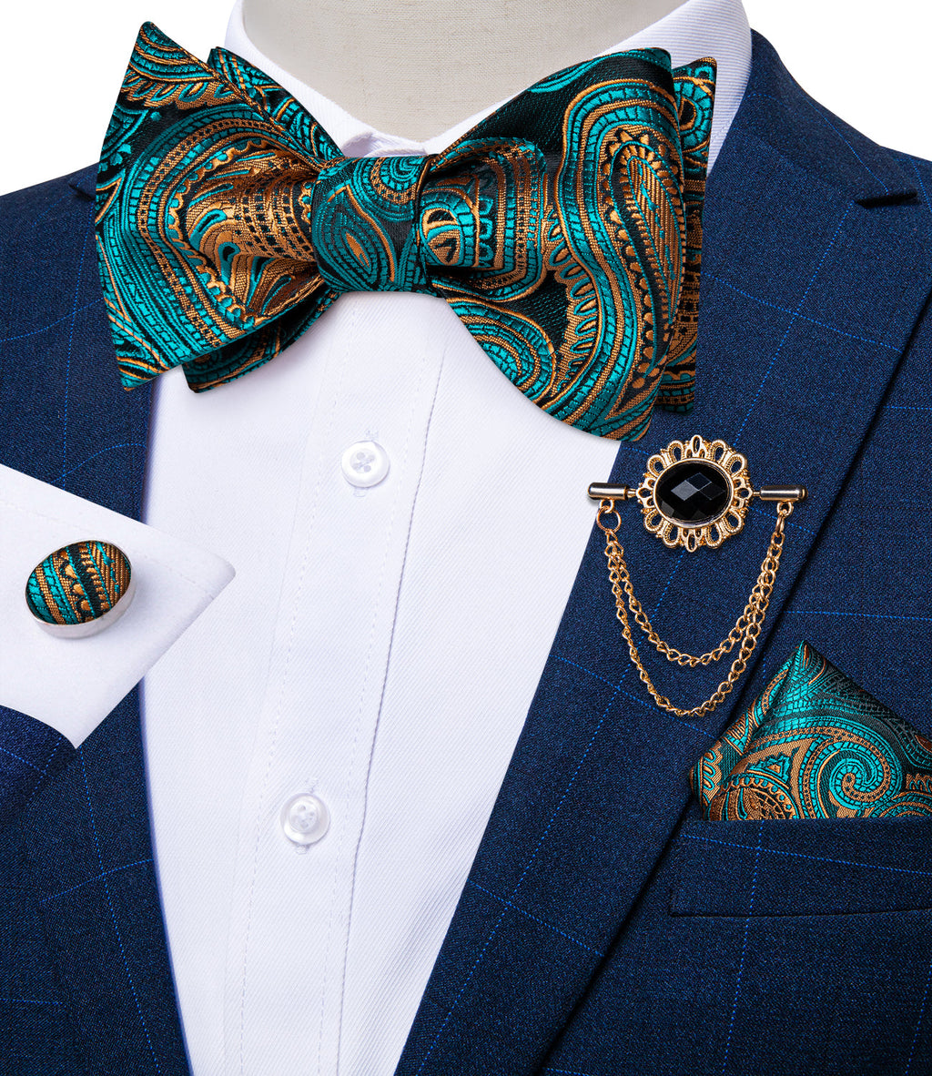 GentCrest Blue Paisley Bowtie Set - Image 1
