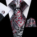 GentCrest Black Paisley Tie Hanky Cufflinks Set - Image 1