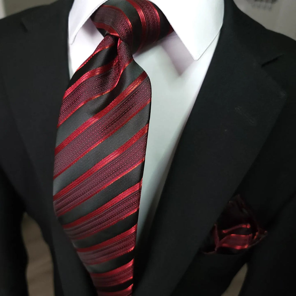 GentCrest Red Striped Tie Hanky Cufflinks Set - Image 3