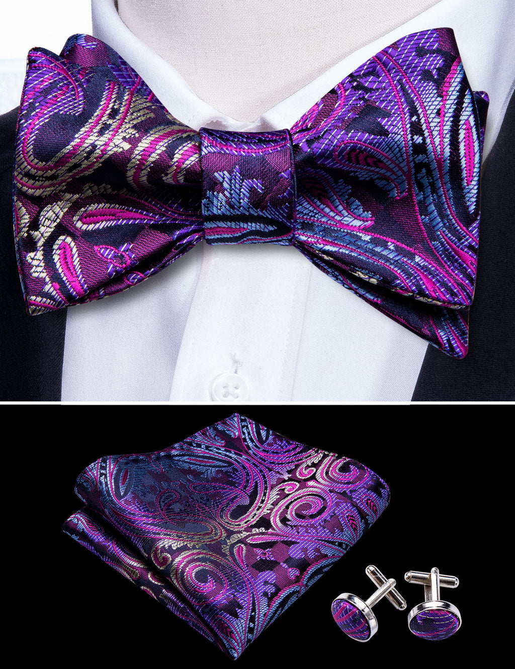 GentCrest Purple Paisley Bowtie Set - Image 2