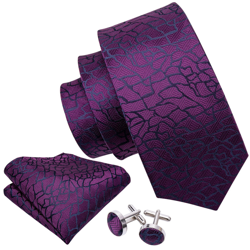 Purple Black Plaid Silk Tie Set - GentCrest - View 3