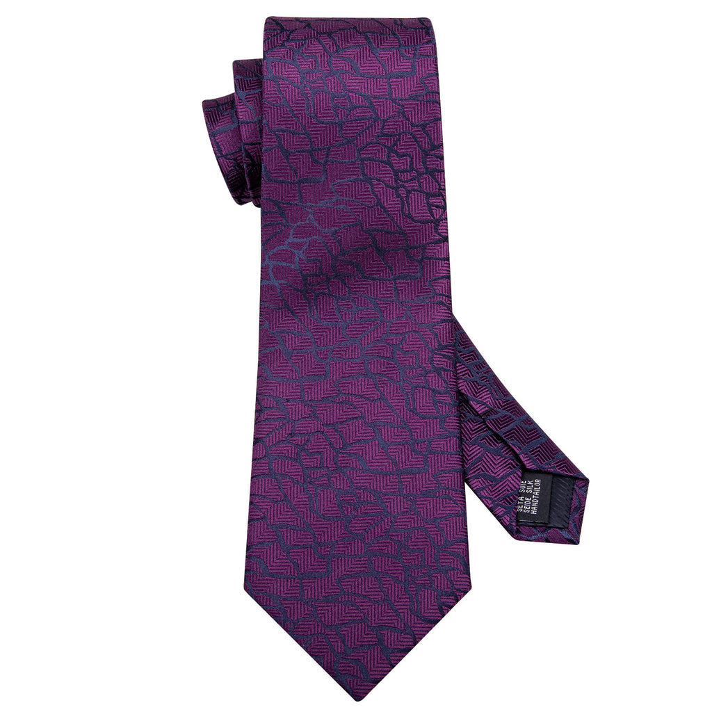 Purple Black Plaid Silk Tie Set - GentCrest - View 4