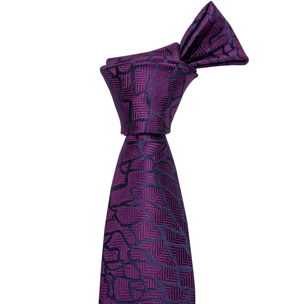 Purple Black Plaid Silk Tie Set - GentCrest - View 5