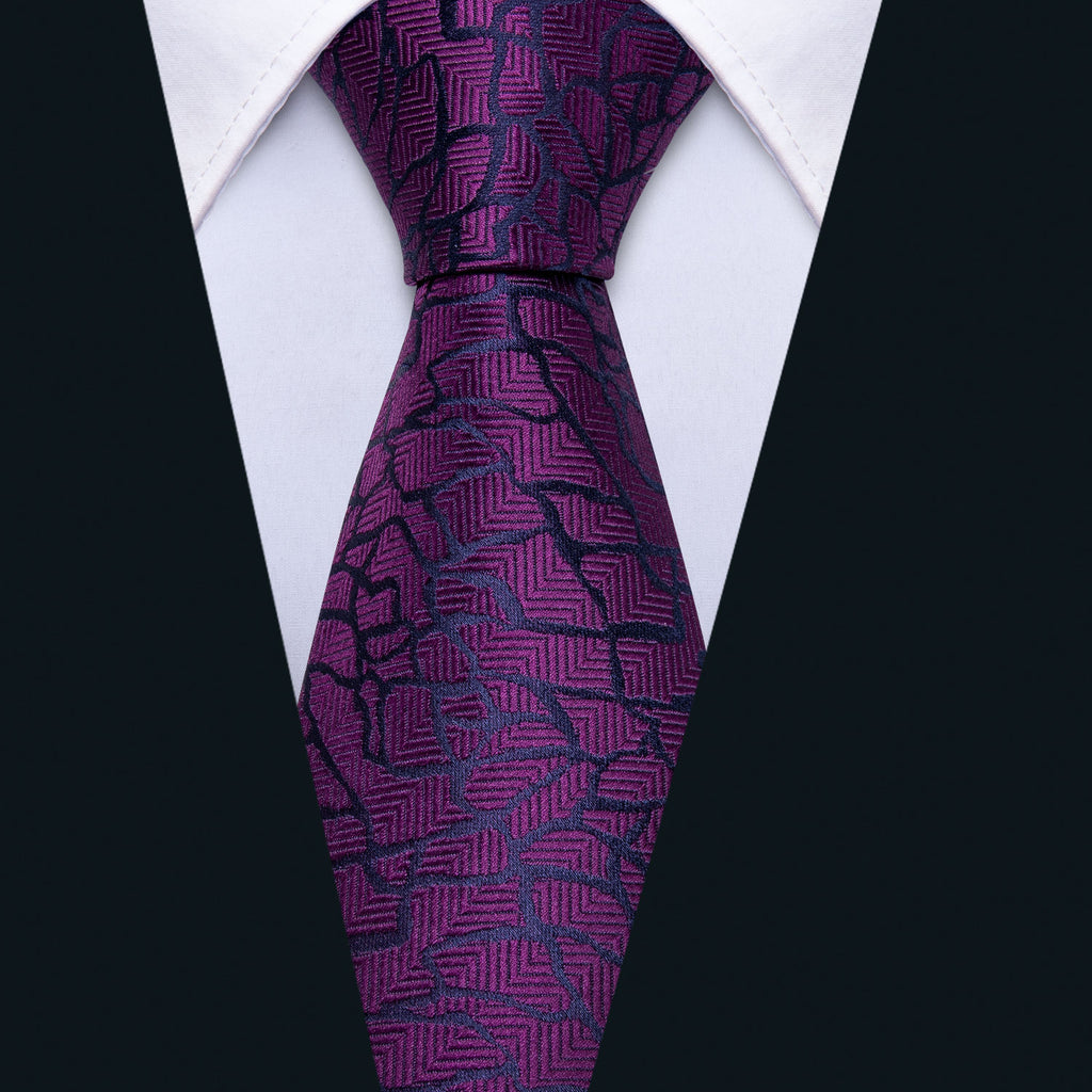 Purple Black Plaid Silk Tie Set - GentCrest - View 2