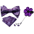 Purple Paisley Bow Tie Set - GentCrest