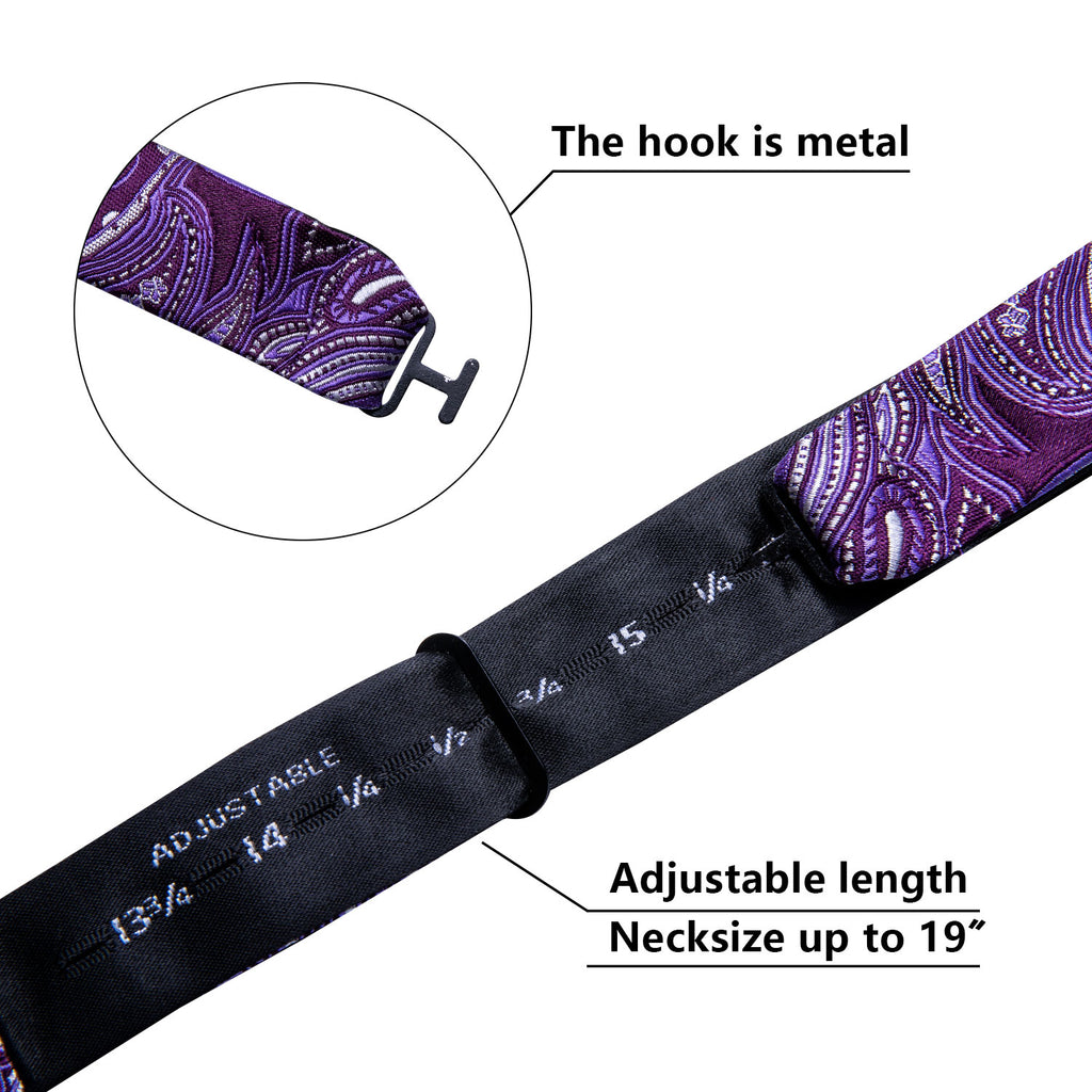 Purple Paisley Bow Tie Set - GentCrest - View 6