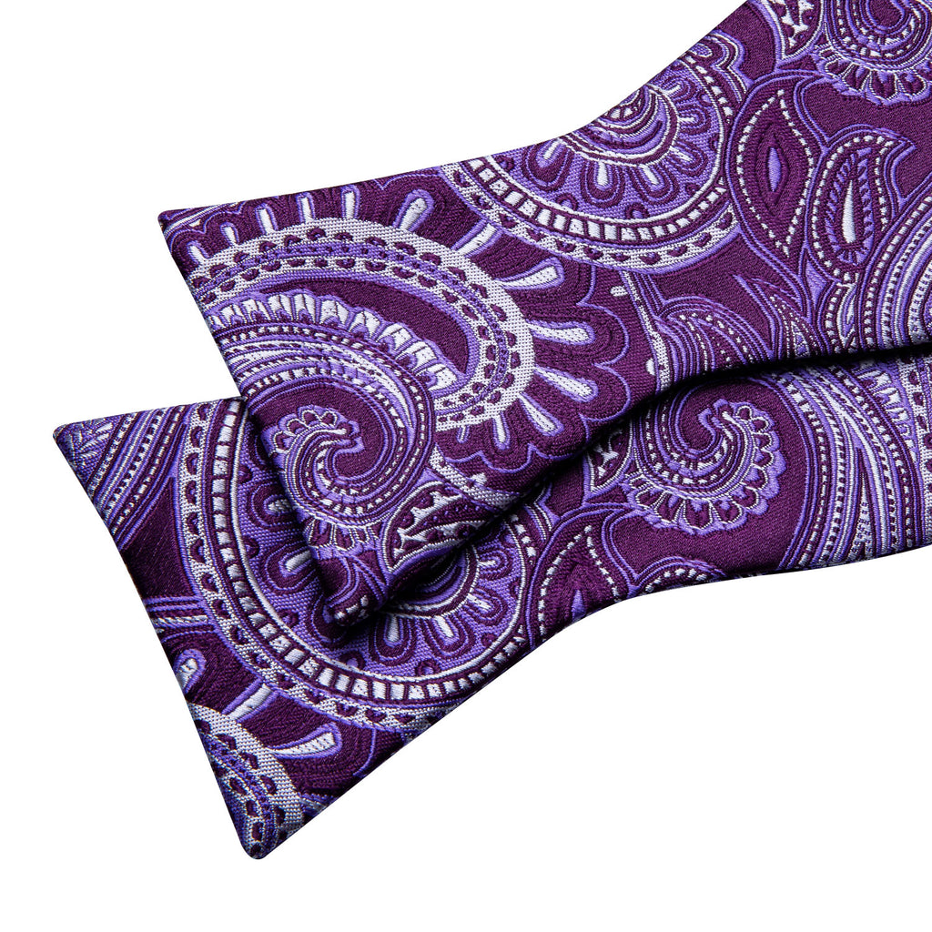 Purple Paisley Bow Tie Set - GentCrest - View 7