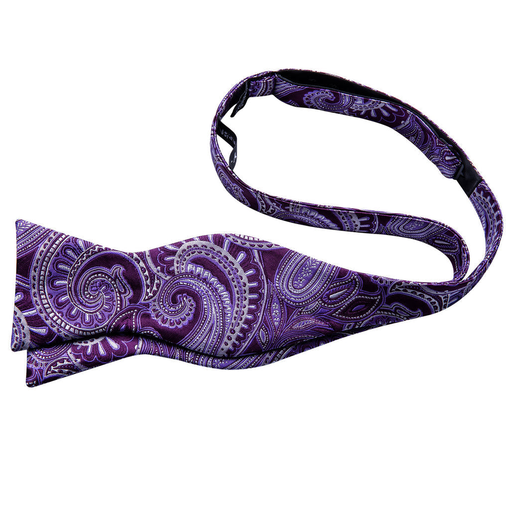 Purple Paisley Bow Tie Set - GentCrest - View 5