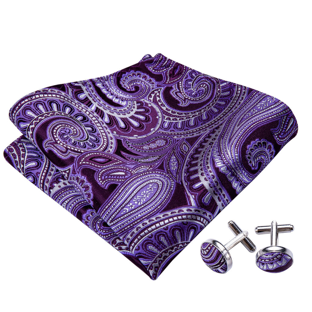 Purple Paisley Bow Tie Set - GentCrest - View 8