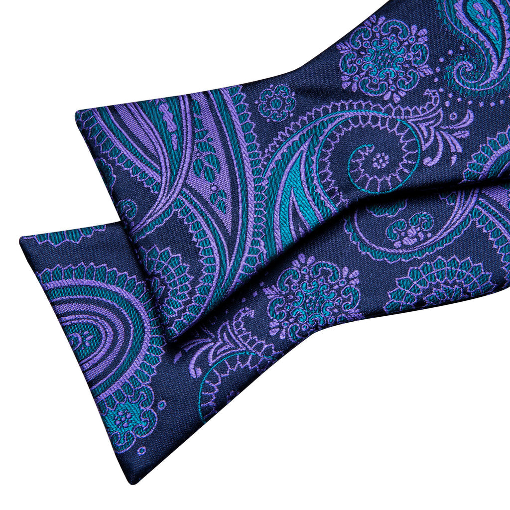 Blue Coral Paisley Bow Tie Set - GentCrest - View 4