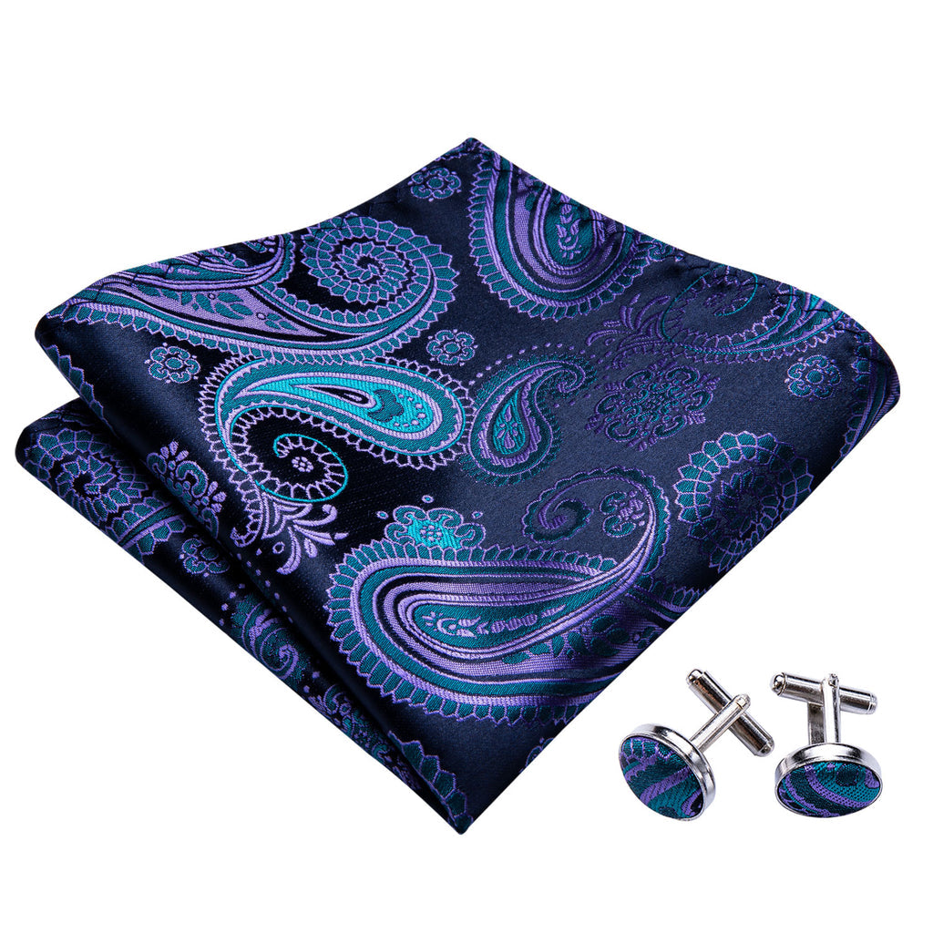 Blue Coral Paisley Bow Tie Set - GentCrest - View 5