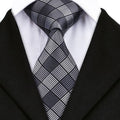 Black White Plaid Silk Tie Set - GentCrest
