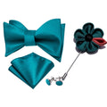 Blue Solid Bow Tie Set - GentCrest