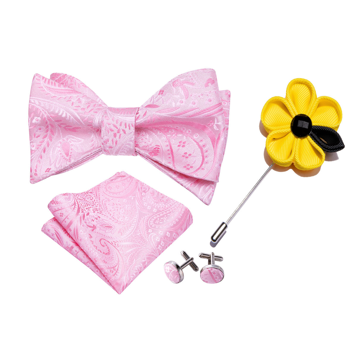 Pink Floral Bow Tie Set - GentCrest