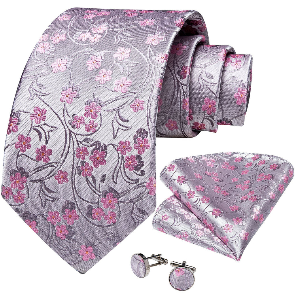 GentCrest Pink Floral Tie Hanky Cufflinks Set - Image 2