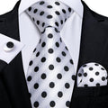 Black & White Polka Dot Silk Tie Set - GentCrest