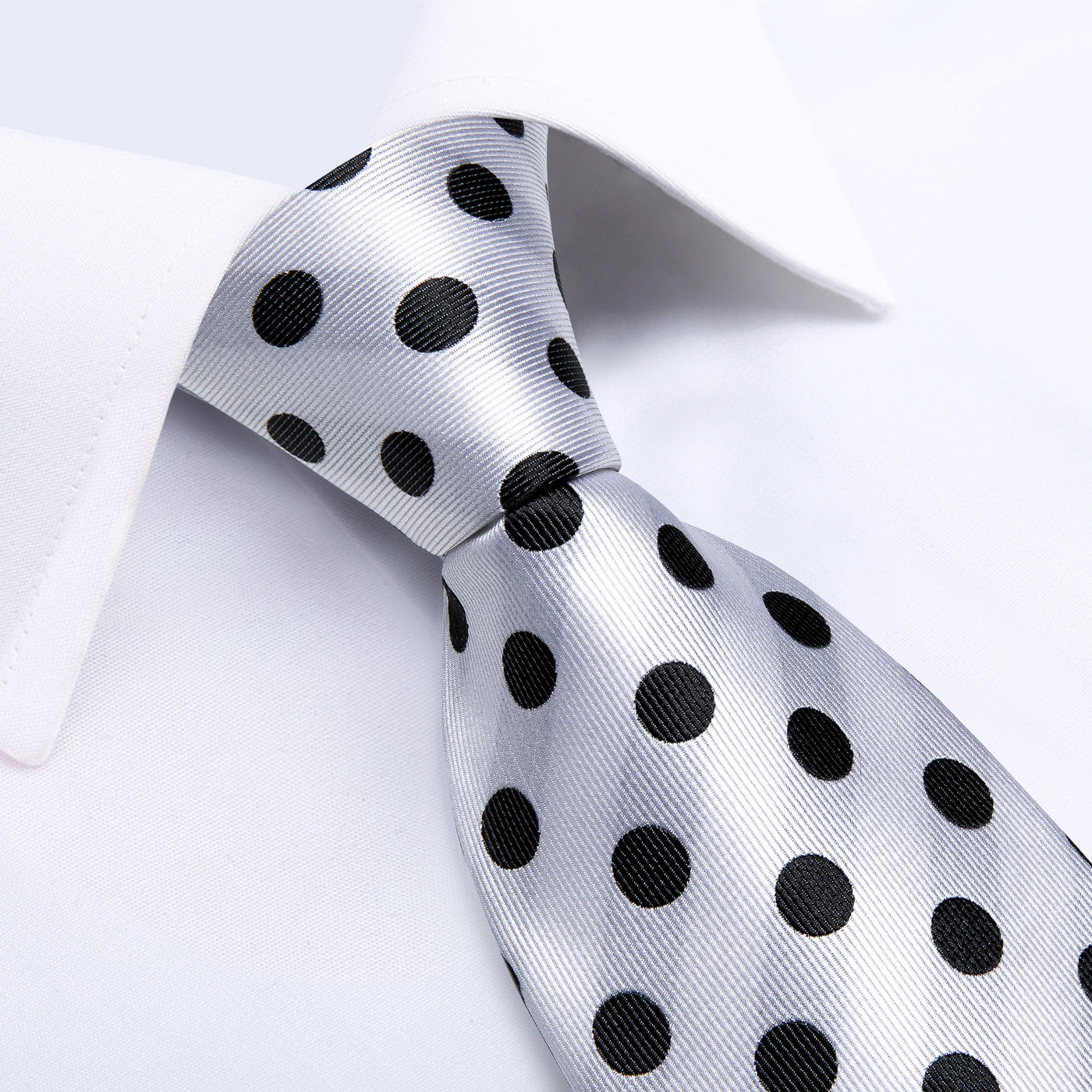 Black & White Polka Dot Silk Tie Set - GentCrest - View 2