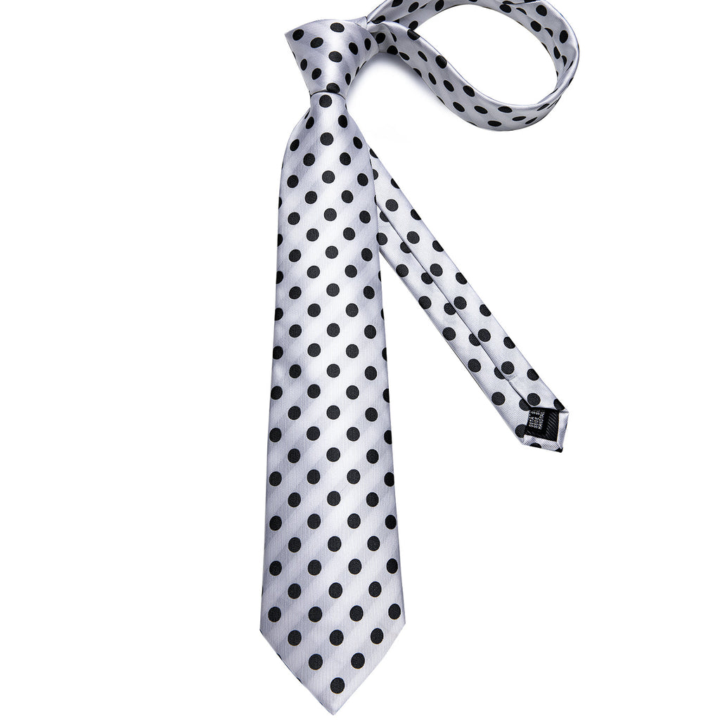 Black & White Polka Dot Silk Tie Set - GentCrest - View 4