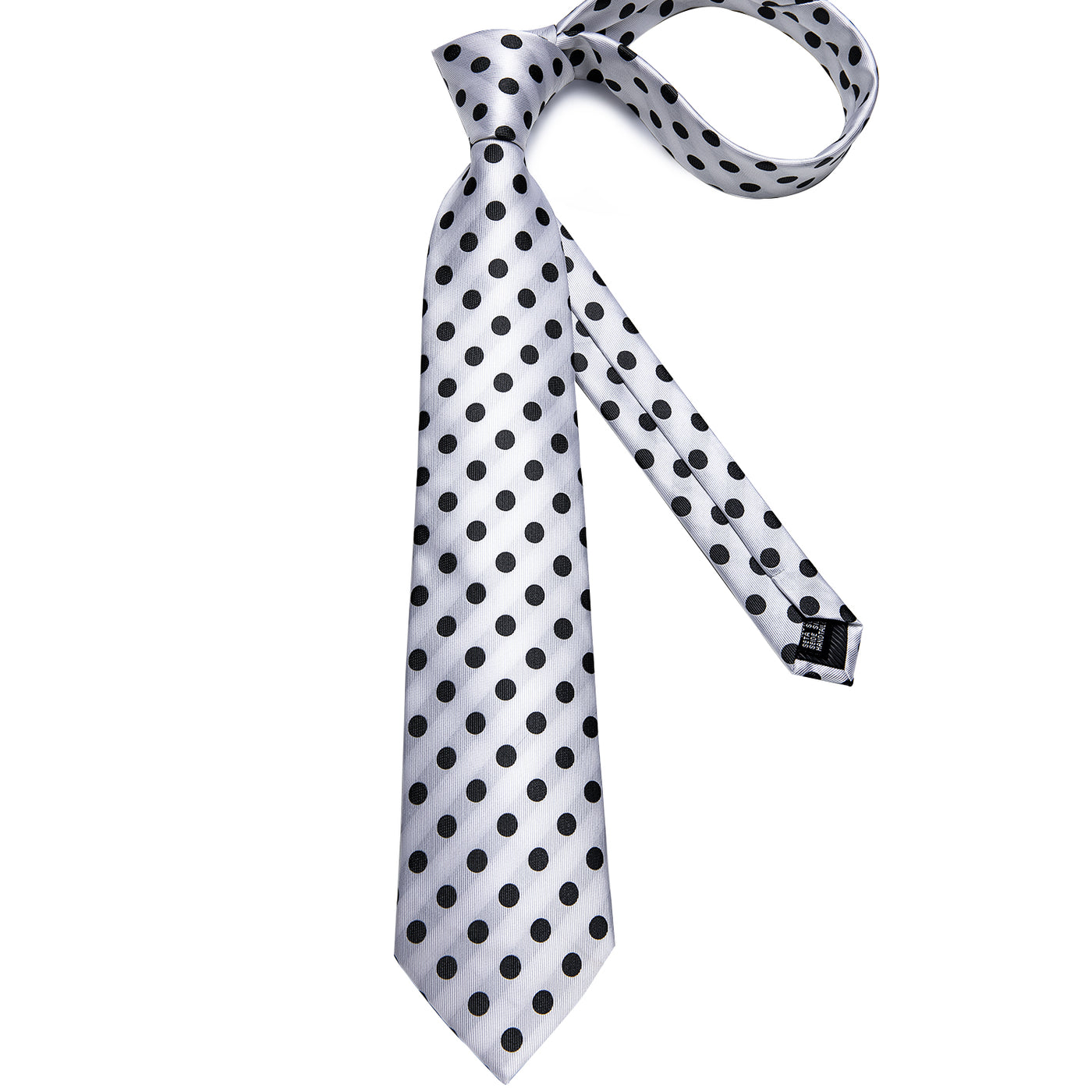 Black & White Polka Dot Silk Tie Set - GentCrest - View 4