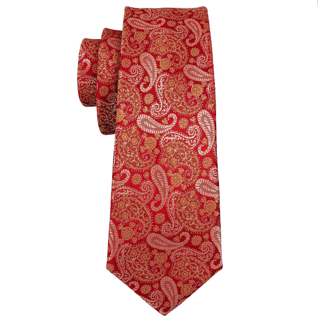 Red Paisley Silk Tie Set - GentCrest - View 4