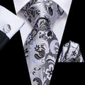 GentCrest Grey Floral Tie Hanky Cufflinks Set - Image 1