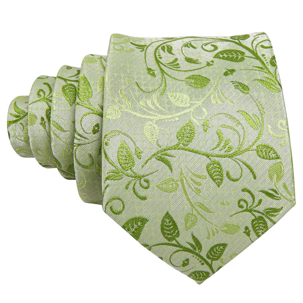 Green Floral Silk Tie Set - GentCrest - View 4