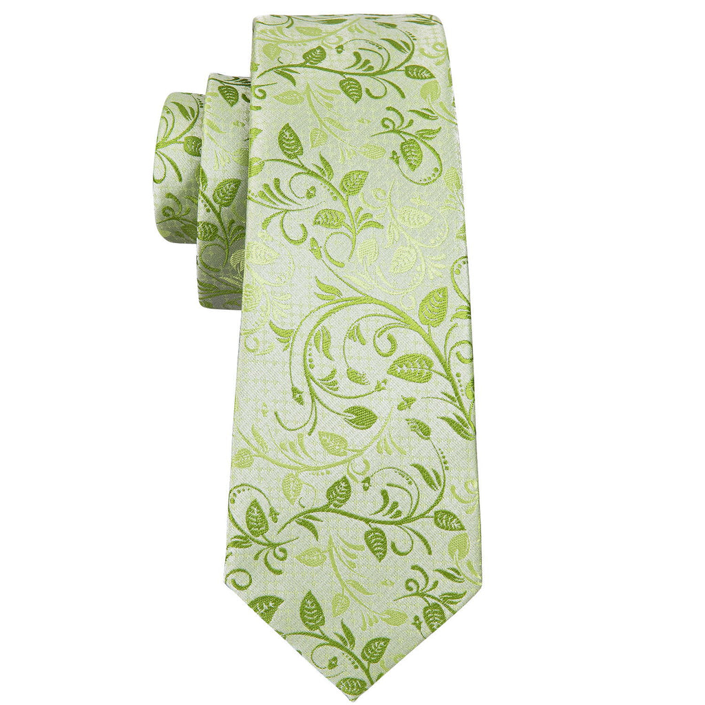Green Floral Silk Tie Set - GentCrest - View 5
