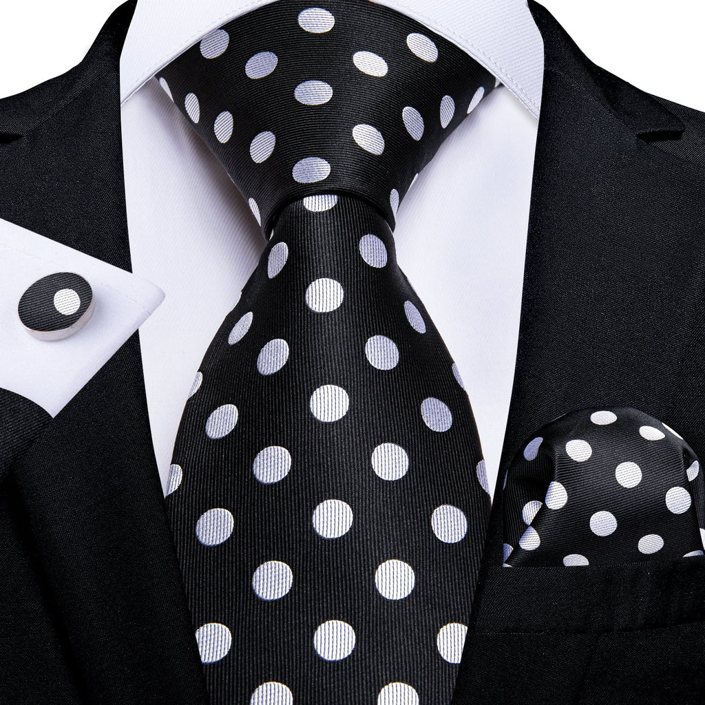 GentCrest Black Polka Dot Tie Hanky Cufflinks Set - Image 1