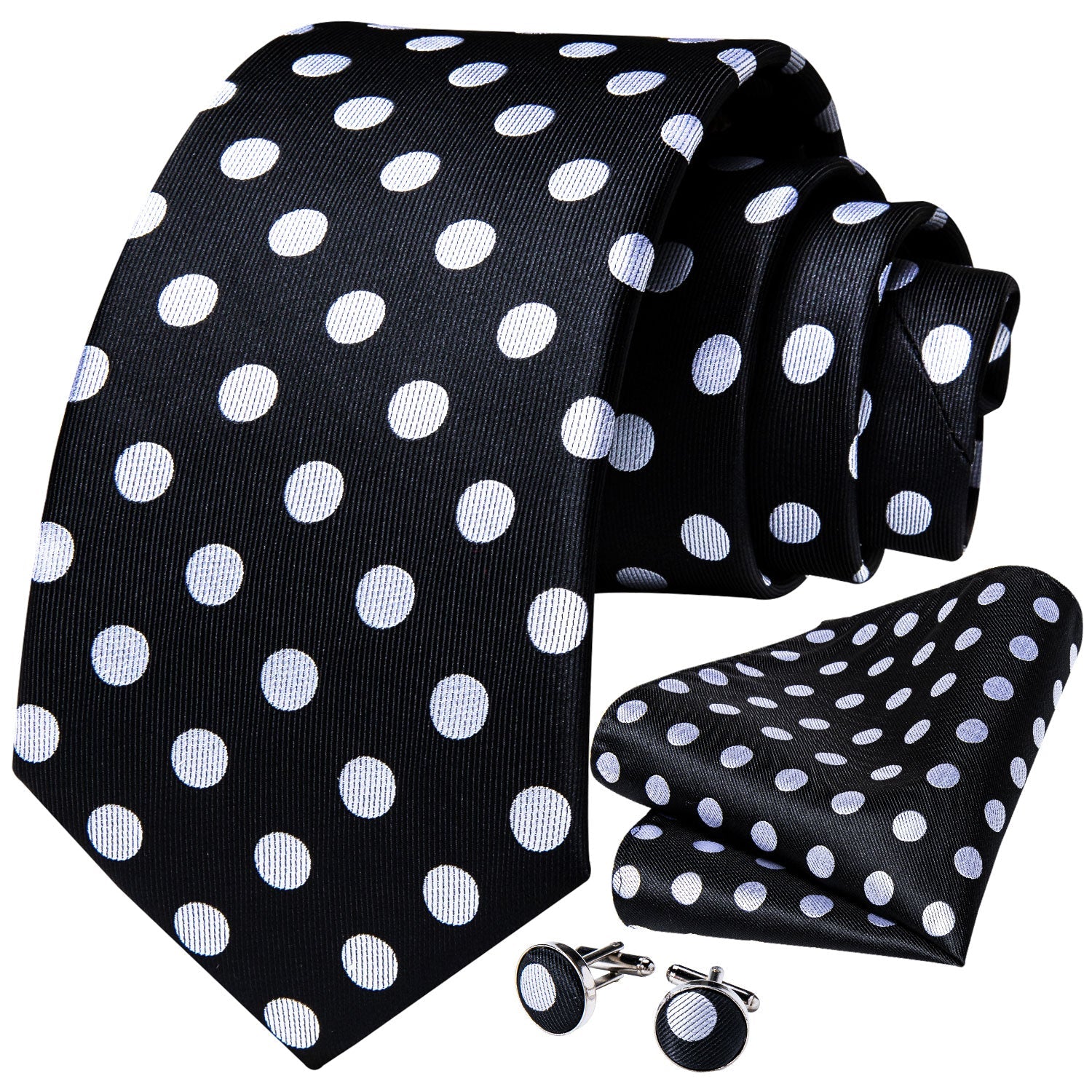 GentCrest Black Polka Dot Tie Hanky Cufflinks Set - Image 3