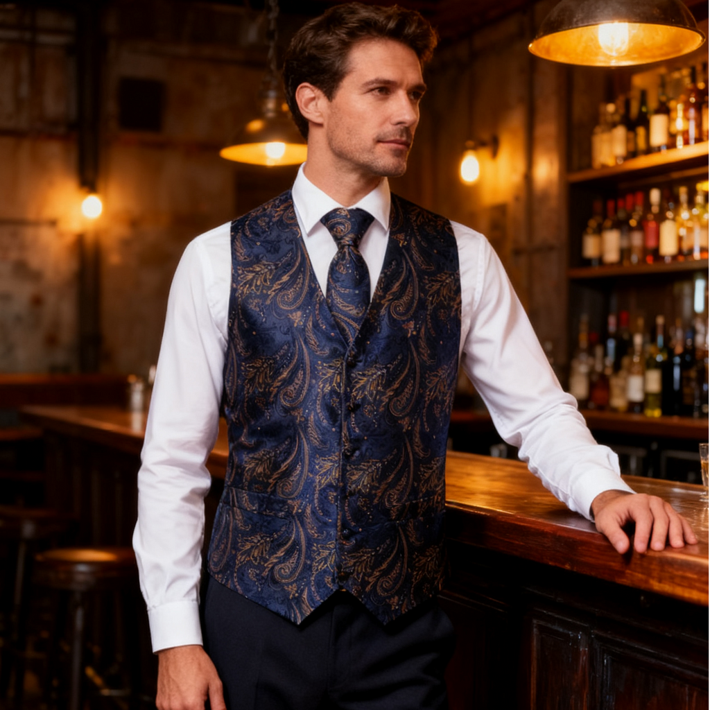 GentCrest Blue Paisley Vest Set - Image 3