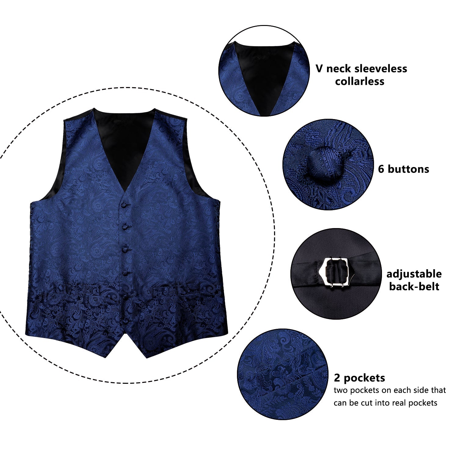 GentCrest Blue Paisley Vest Set - Image 8